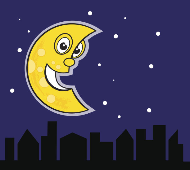 月亮在建筑物上图片下载