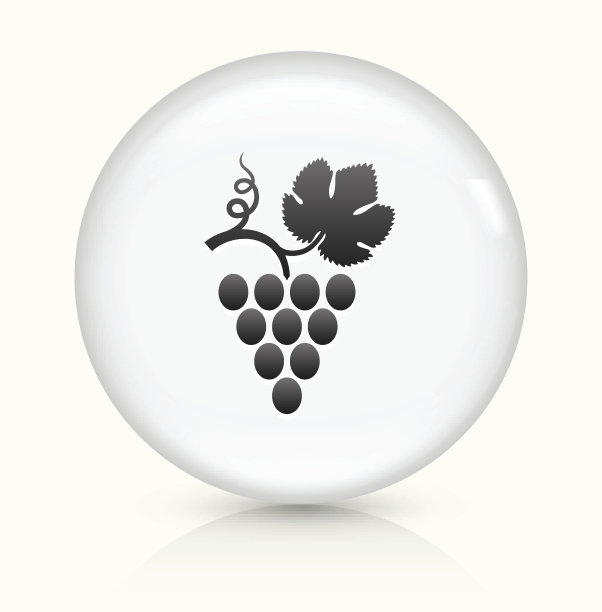 葡萄图标上的白色圆形矢量按钮图片下载