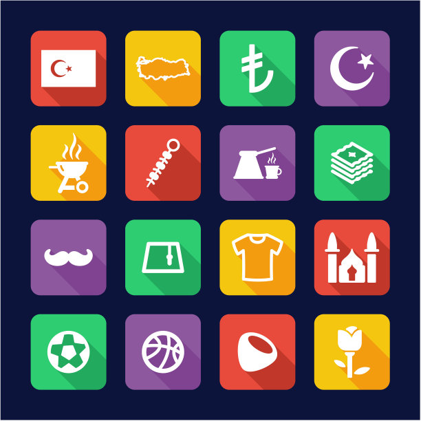 土耳其共和国图标平面设计图片下载
