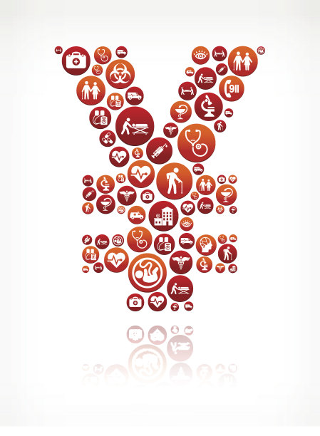 日元保健和医疗红色按钮模式图片下载