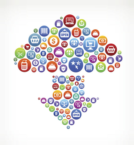 下载云购物和商务多彩的按钮图案图片下载