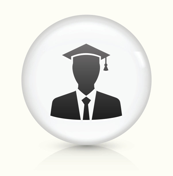 大学毕业生图标上的白色圆形矢量按钮图片下载