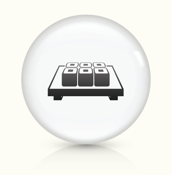 寿司卷图标上的白色矢量按钮图片下载