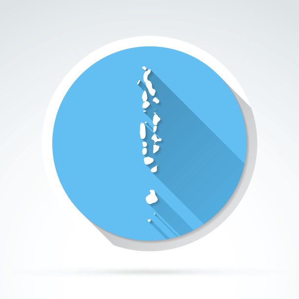 马尔代夫地图图标，平面设计，长影子图片下载