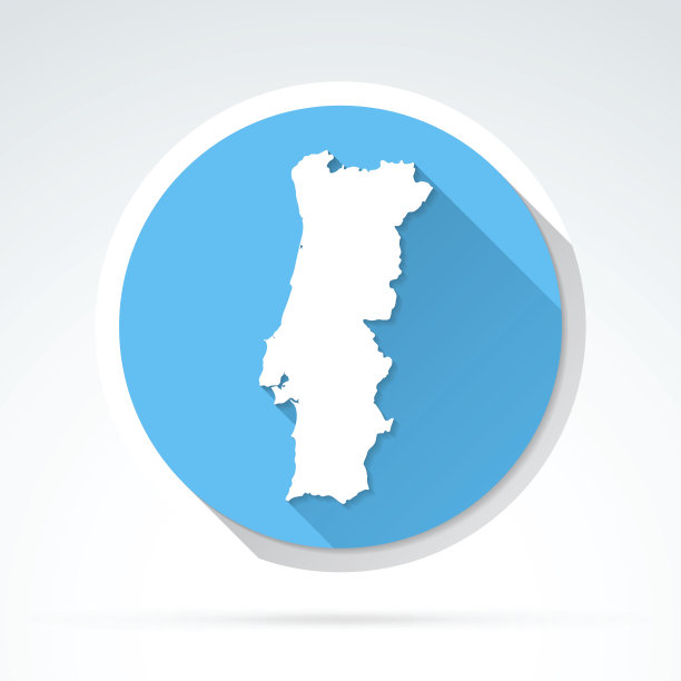 葡萄牙地图图标，平面设计，长影子图片下载