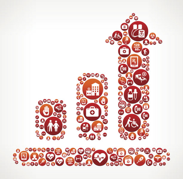 进步图医疗保健和医疗红按钮模式图片下载