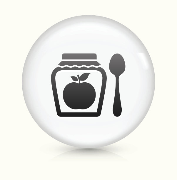 苹果果酱图标上的白色圆形矢量按钮图片下载