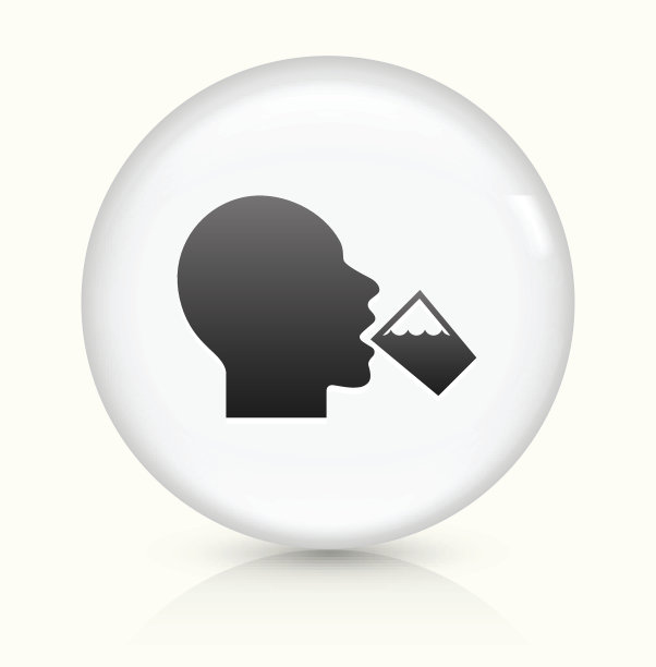 饮水图标上的白色圆形矢量按钮图片下载