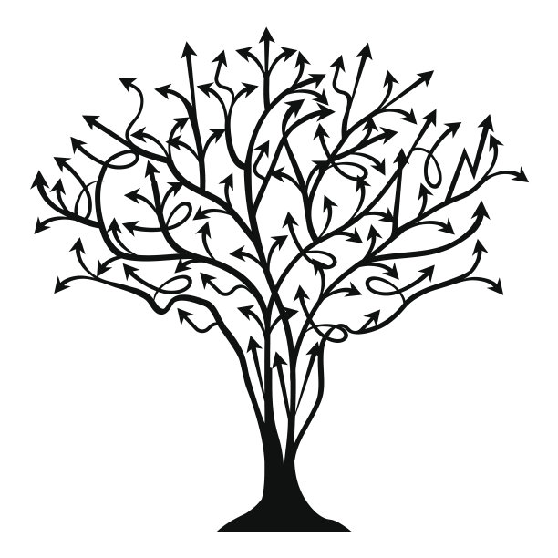 向量抽象背景与树的箭头图片下载