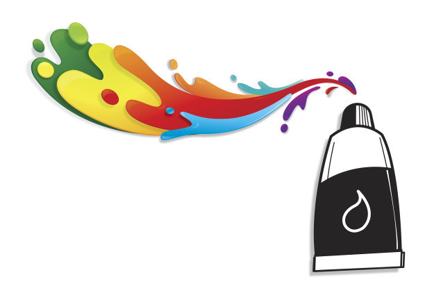 油漆管与彩色飞溅图片下载