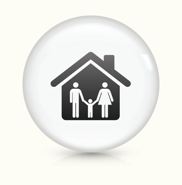 家和家庭图标上的白色圆形矢量按钮图片下载