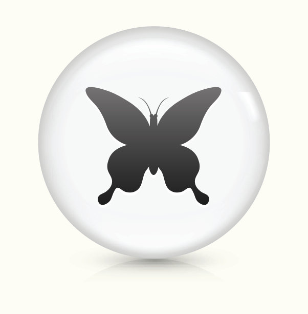 蝴蝶图标上的白色圆形矢量按钮图片下载