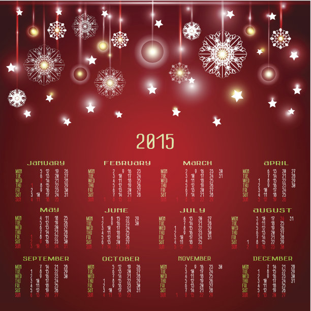 2015年矢量日历。新年快乐图片下载