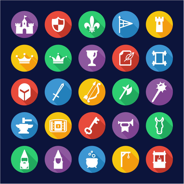 中世纪城堡图标平面设计圈图片下载