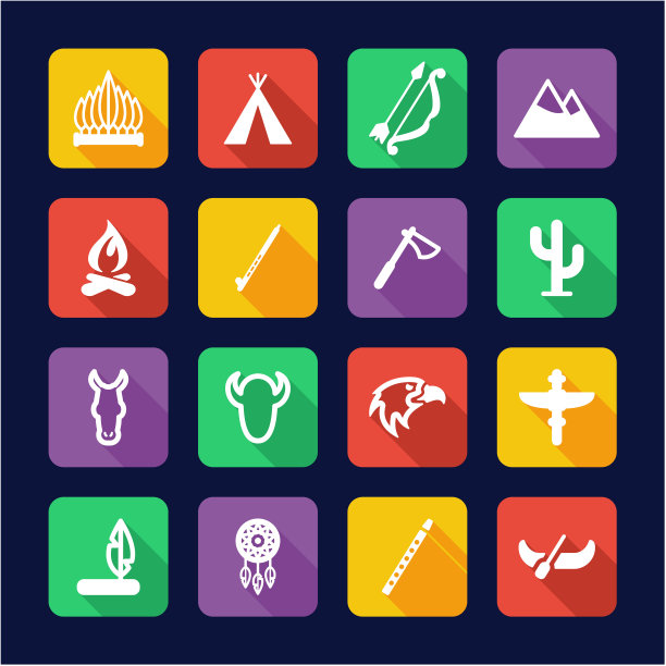 美国原住民图标平面设计图片下载