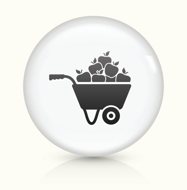 苹果购物车图标上的白色圆形矢量按钮图片下载