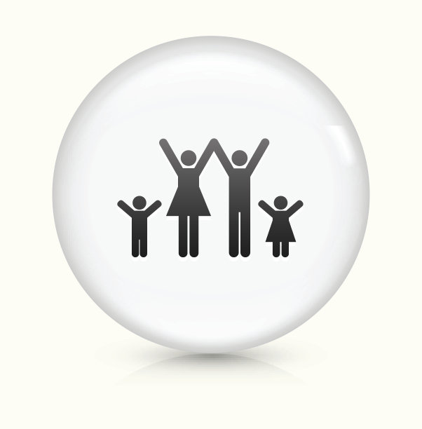 Stick Figure Family图标上的白色圆形矢量按钮图片下载