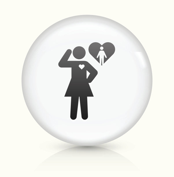 在爱的女人图标上白色的圆形矢量按钮图片下载