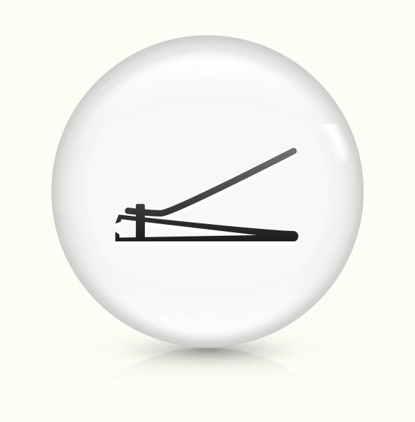 指甲修剪图标上的白色圆形矢量按钮图片下载