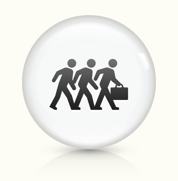 商人行走图标上的白色圆形矢量按钮图片下载