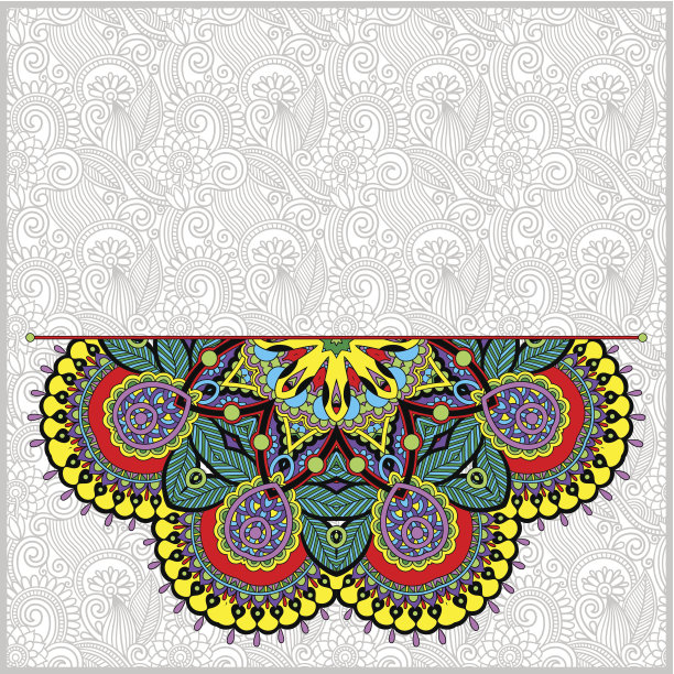 乌克兰东方民族风格的圆形花图案图片下载