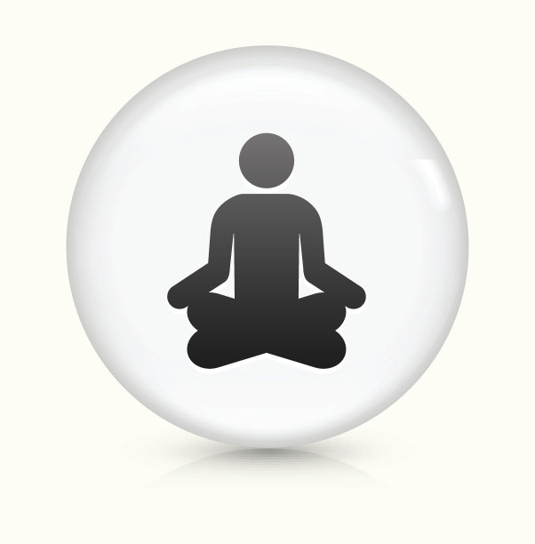 冥想图标上的白色圆形矢量按钮图片下载
