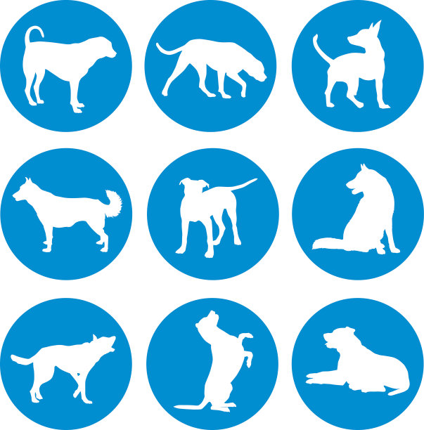 蓝色圆形狗狗图标图片下载