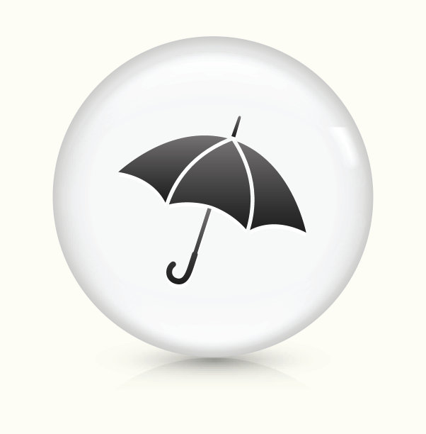 白色圆形矢量按钮上的雨伞图标图片下载