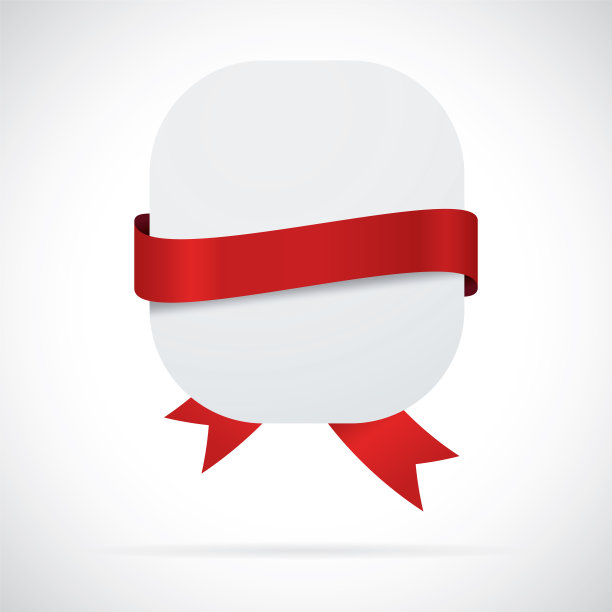 白色空白标签与红色丝带图片下载