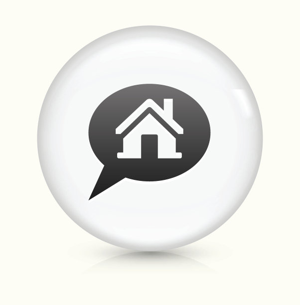 房地产谈话图标上的白色圆形矢量按钮图片下载