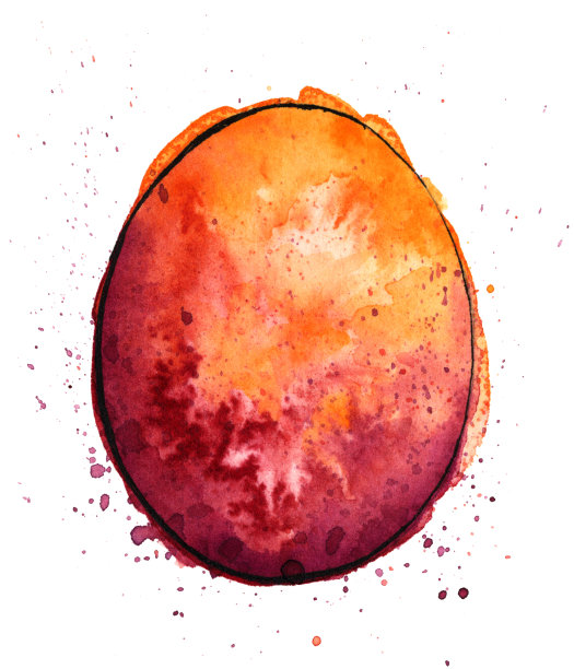 彩色复活节彩蛋的水彩画。光栅插图。图片下载