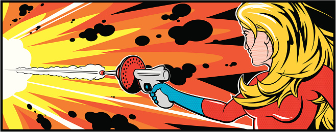 拿枪的金发美女素材图片