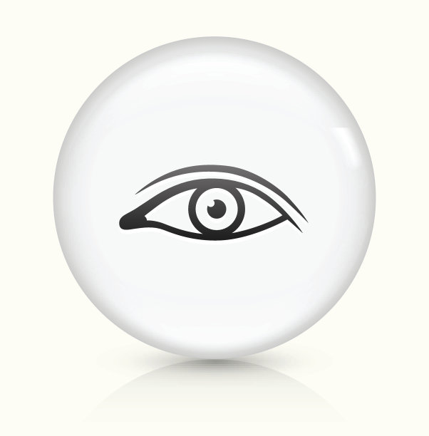 眼睛图标上的白色圆形矢量按钮图片下载