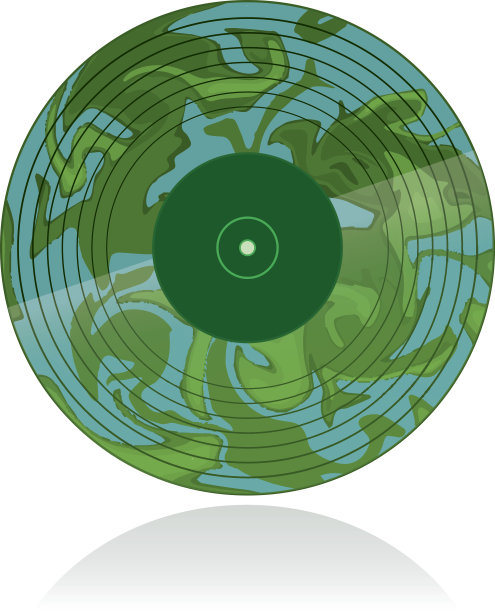 大理石黑胶唱片在绿色的色调图片下载