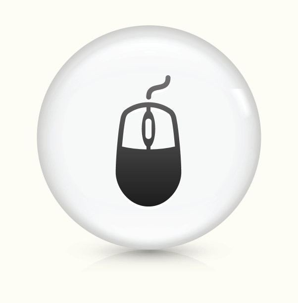 鼠标图标上的白色圆形矢量按钮图片下载