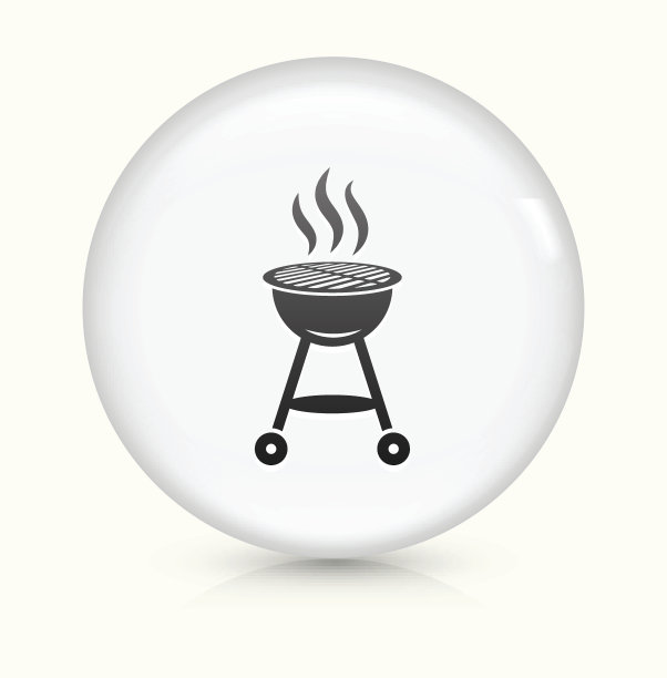 格栅图标上的白色圆形矢量按钮图片下载