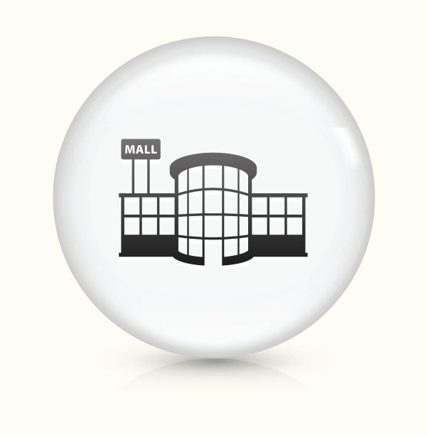 商店广场图标上的白色圆形矢量按钮图片下载