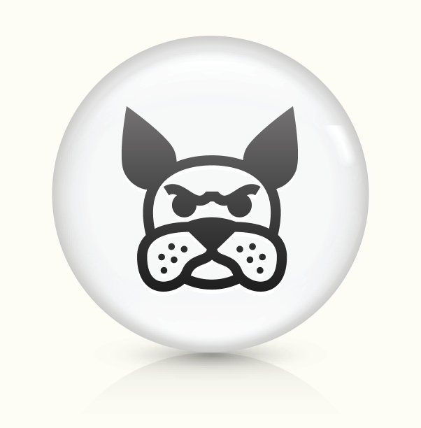 波士顿猎犬图标上白色圆形矢量按钮图片下载