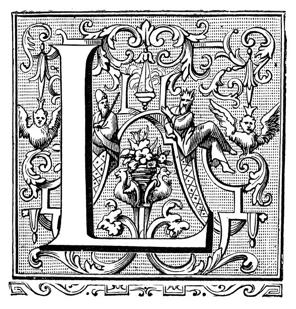 华丽的字母L的古董插图图片下载