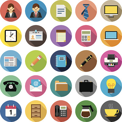 Flat Office & Business icons | Kalaful系列图片下载