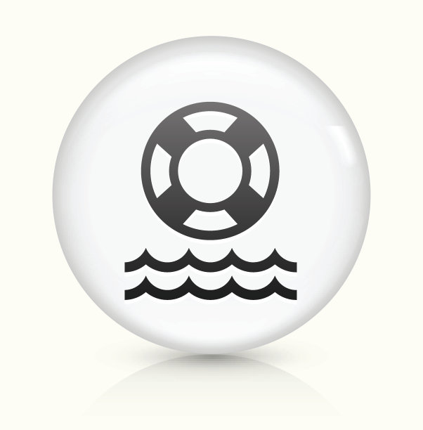 救生图标上的白色圆形矢量按钮图片下载