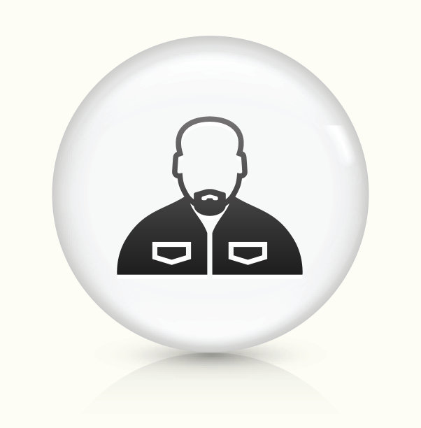 男脸图标上的白色圆形矢量按钮图片下载