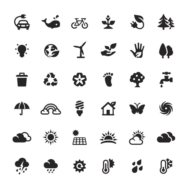 环境保护和替代能源矢量符号和图标图片下载