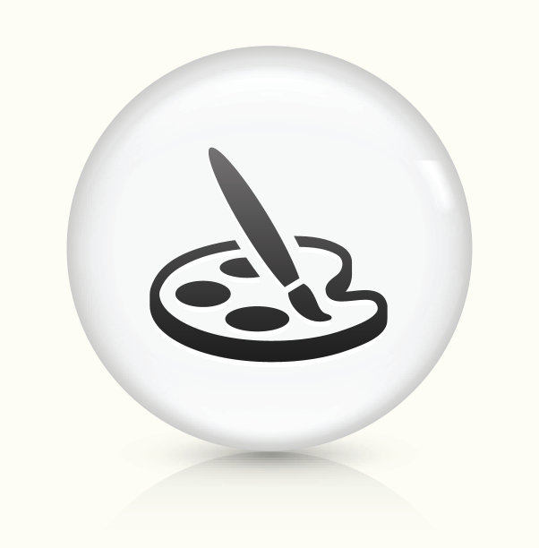 艺术图标上的白色圆形矢量按钮图片下载