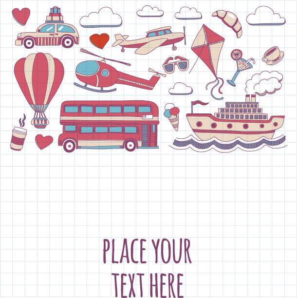 手绘图像旅游和交通图片下载