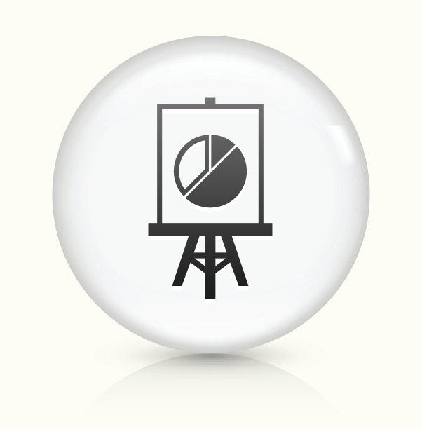 图表图标上的白色圆形矢量按钮图片下载