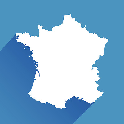 蓝色法国地图图标图片下载