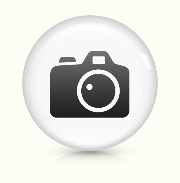 数码相机图标上的白色圆形矢量按钮图片下载