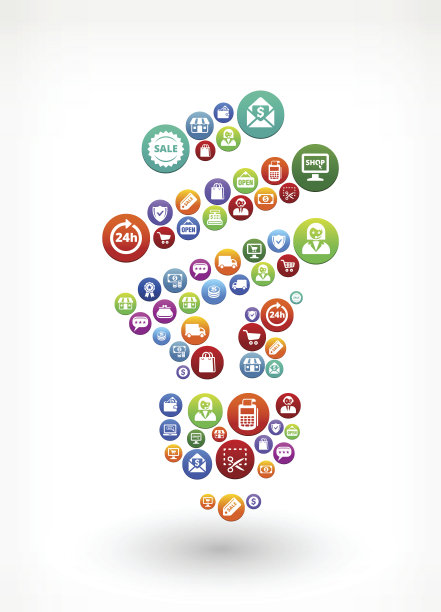 萤光灯泡购物和商业彩色按钮图案图片下载