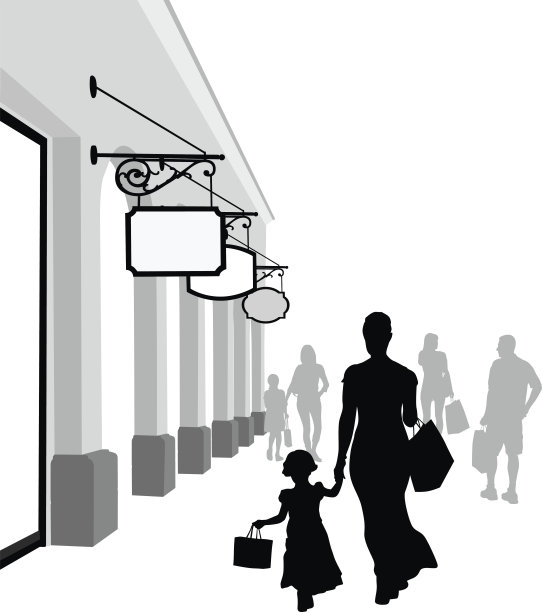 时髦的妈妈和女孩购物图片下载